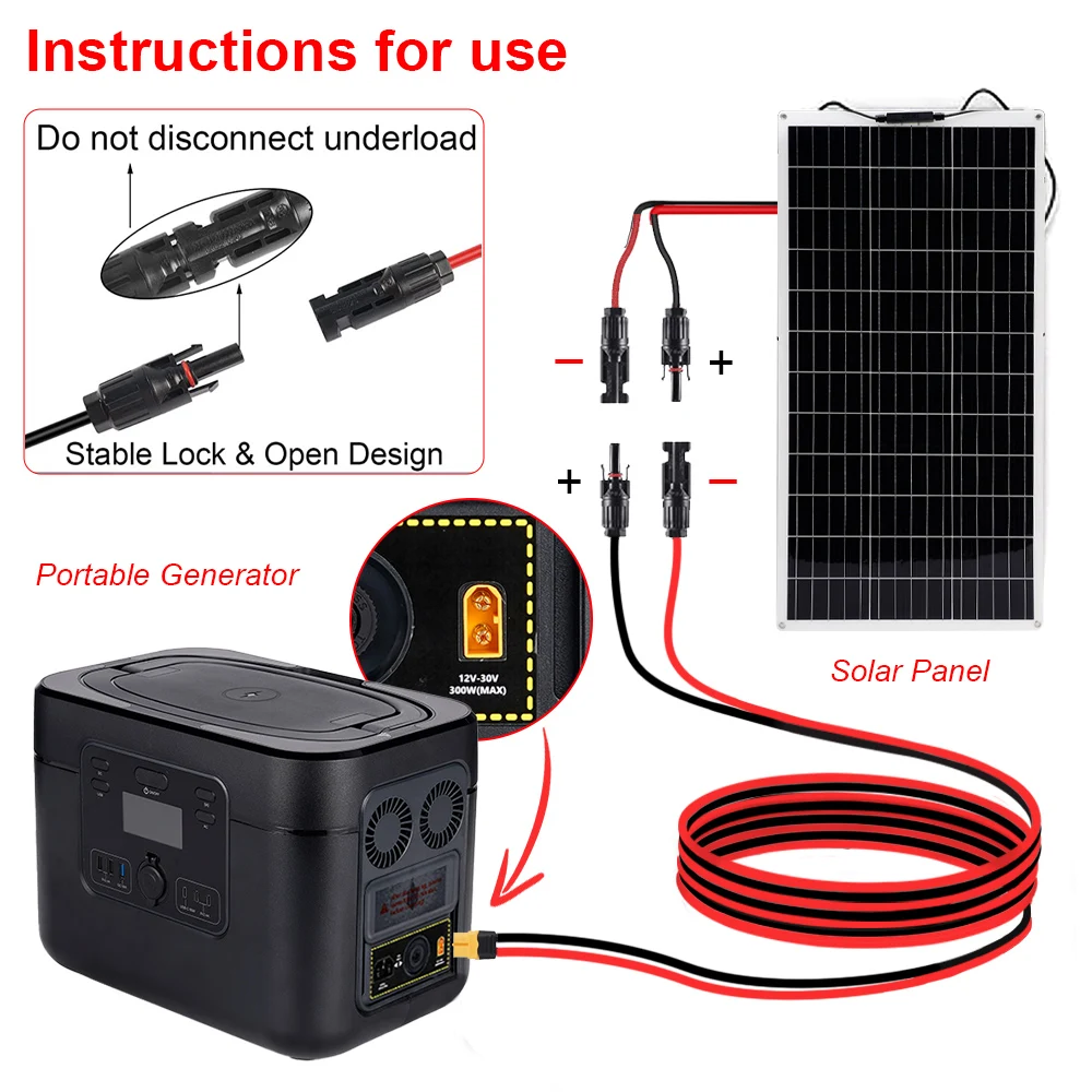 2m 12awg Silikon verzinnt Kupferdraht Auto Solar anschluss an xt60 Solar ladekabel Solar panel Verlängerung kabel