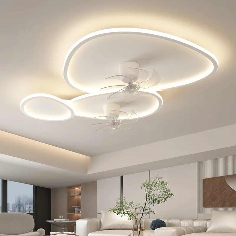 Nordic LED Ceiling Fan Lamp With Remote Control Adjustable Speed Dimmable Shaking Head Ceiling Light For Living Room Bedroom