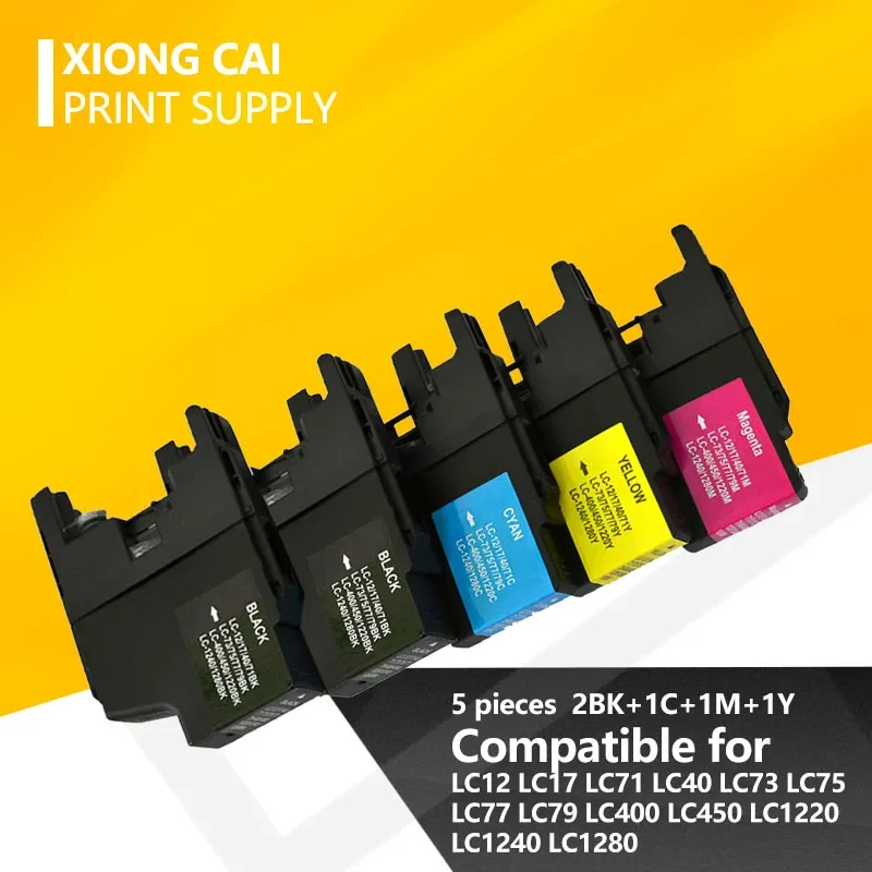 5Pcs Compatible Ink Cartridge For LC12 LC40 LC71 LC73 LC75 LC400 LC1220 LC1240 For Brother Printer MFC J6510DW J6710 J6910DW