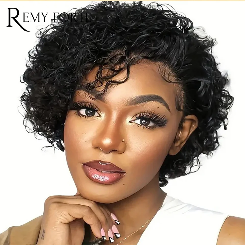 

Remy Forte 13x5x1 L-Part Lace Front Wigs Human Hair Glueless Lace Wigs Human Hair Pixie Cut Curly Wig Human Hair For Black Woman