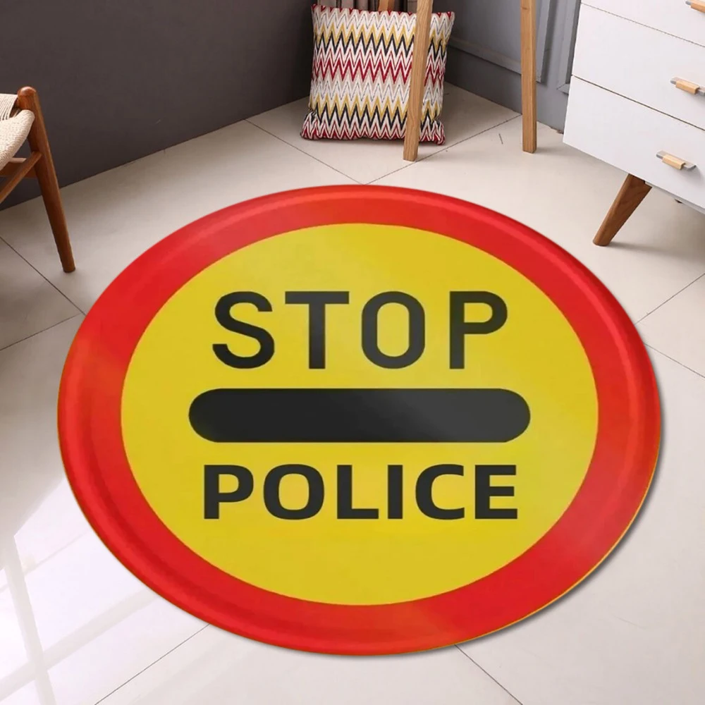 STOP Hand Sign Round Carpet Non Slip Soft Easy To Clean Fits Home Entryway Vacation House Adds Unique Decorative Touch Decor Rug