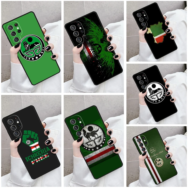 Phone Case For Samsung Galaxy S24 S23 S21fe S22 Ultra Plus Note 10 20 S8 S9 S10 Cover Chechnya Chechen Flag