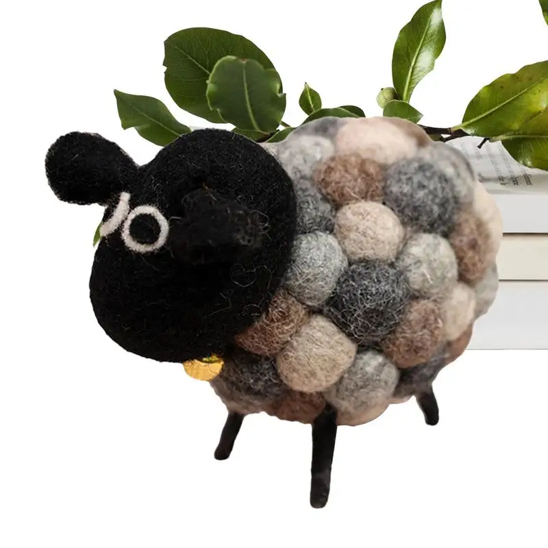 

Felt Sheep Decor Little Felt Sheep 3D Ornament Handmade Desktop Stuffed Sheep Figurine Cute Little Animals Plush Decor For Home