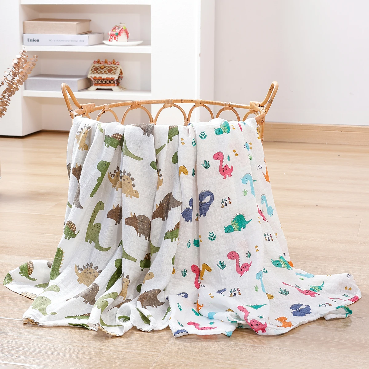 Kangobaby 2Pieces/Set 70% Bamboo+30% Soft Cotton Baby Swaddle Wraps Cotton Baby Muslin Blankets Newborn 100% Bamboo Muslin Quilt