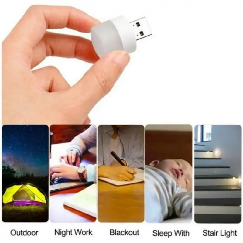 20Pcs Mini USB Night Light Warm White Eye Protection Book Reading Light USB Plug Computer Mobile Power Charging LED Night Lamp