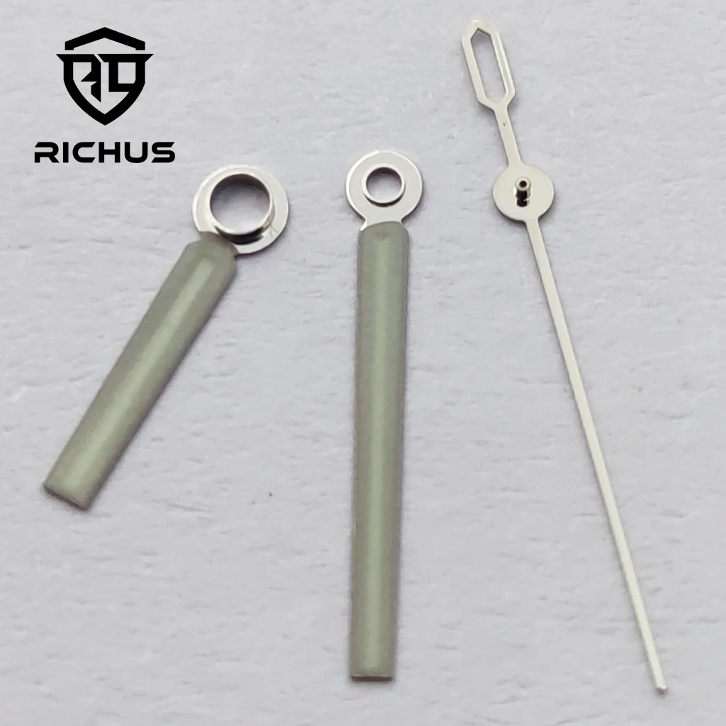 Manecillas de reloj plateadas RICHUS, azul, verde, luminosas, compatibles con movimiento NH34 NH35 NH36 Miyota8215-DG