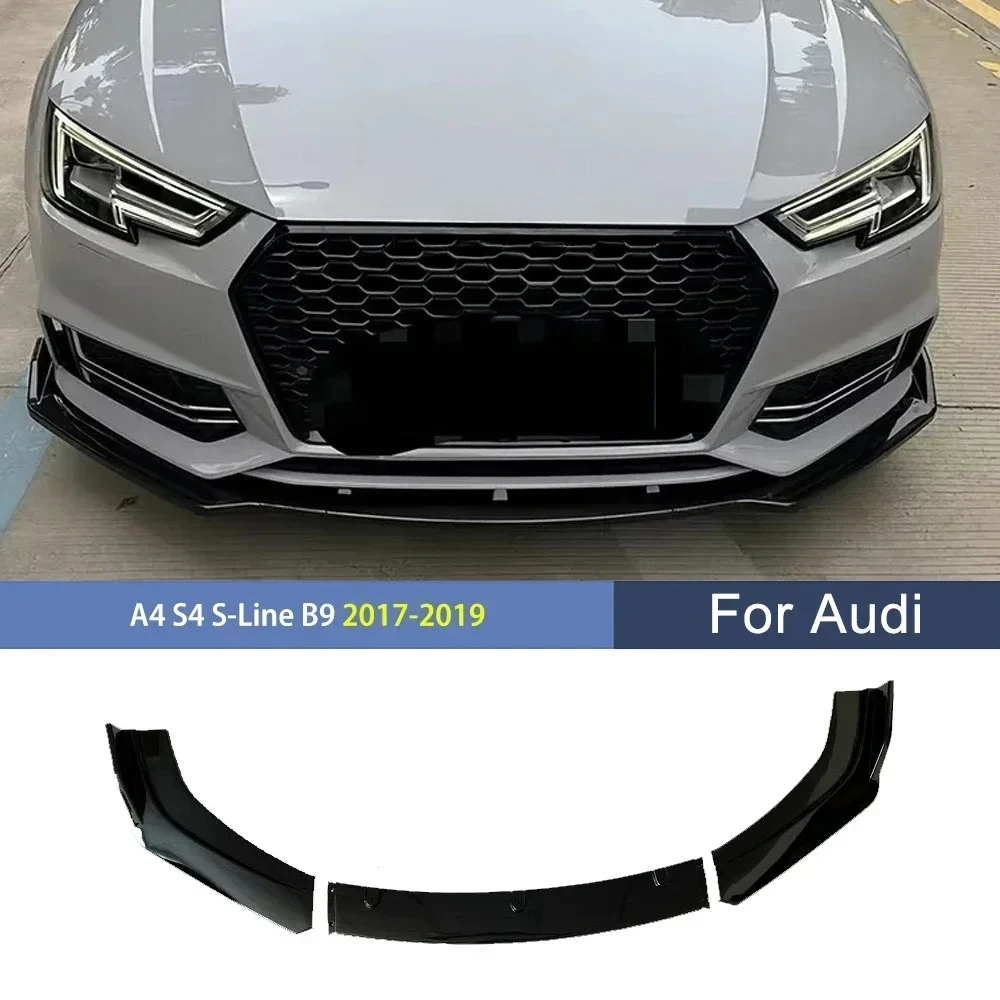 Front Bumper Lip Spoiler Blade For Audi A4 S4 S-Line Sedan B9 2017 2018 2019 Front Splitter Chin Body Kit Tuning Accessories