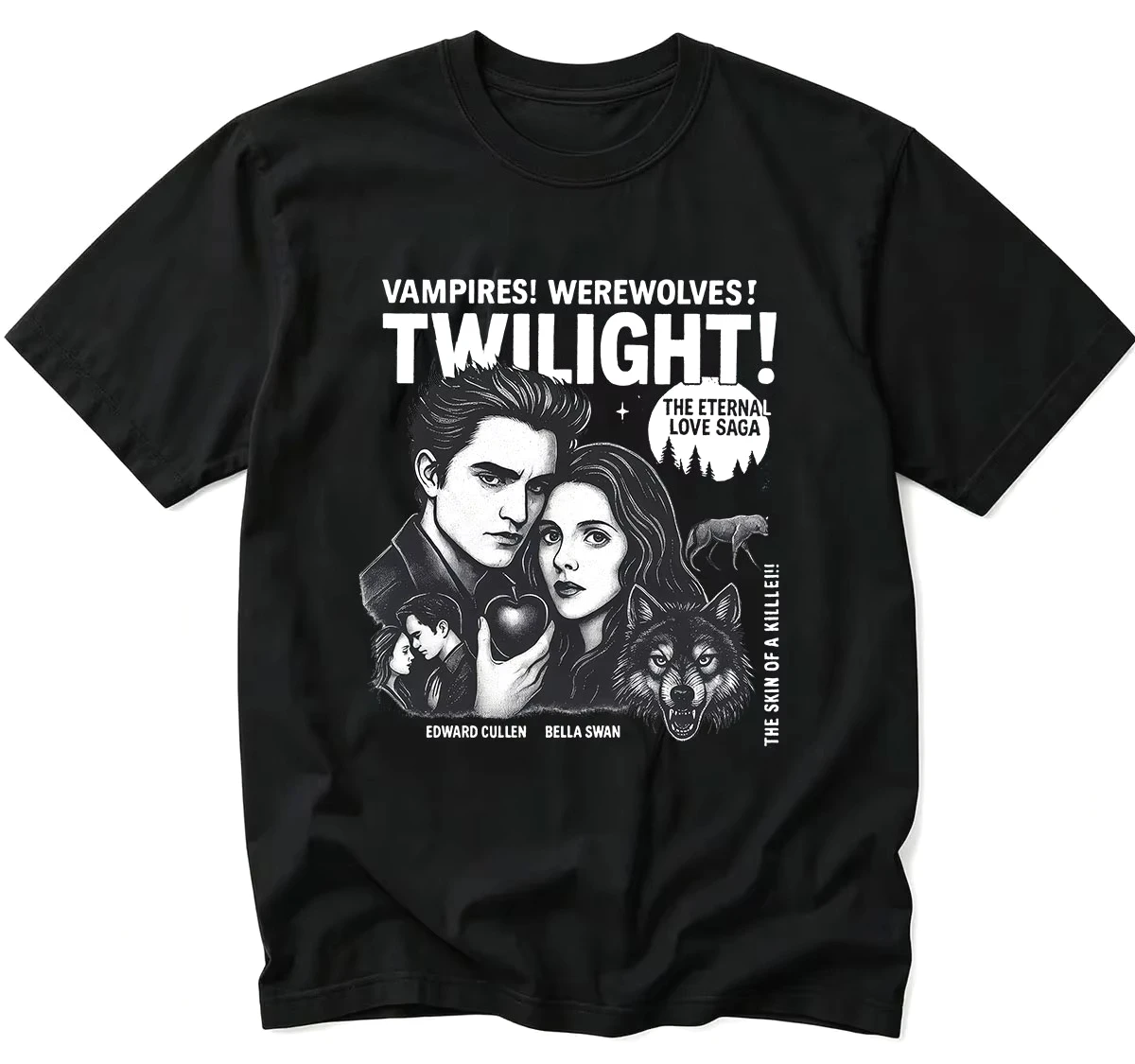 2026 Summer Hot Sale Movie Twilight Edward Cullen 'Skin of A Killer'Graphic T Shirts Men Women Vintage Fashion Oversized Tshirt