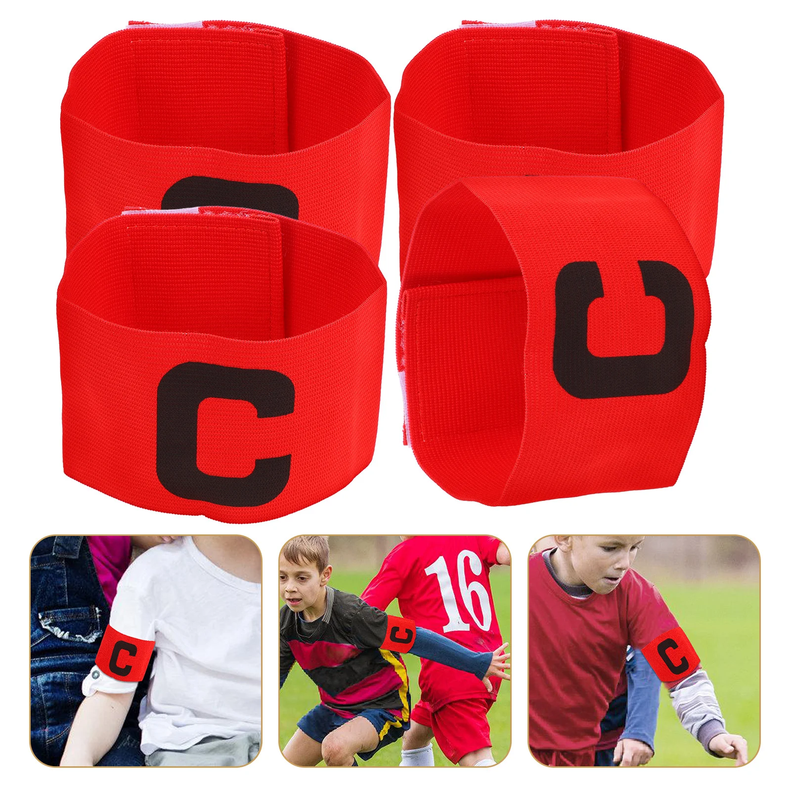 

4pcs Football Captain Armband Non-Slip Portable Reusable Wear-Resistant For Basketball Baseball Hockey Soccer Supply