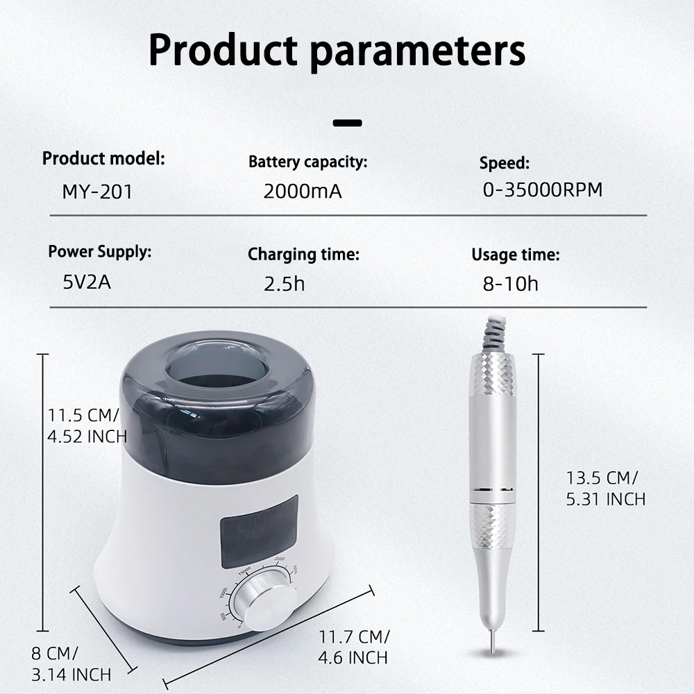 Houselin Rechargeable Electric Nail File for Removing Acrylic Nail Gel with Drill Kit