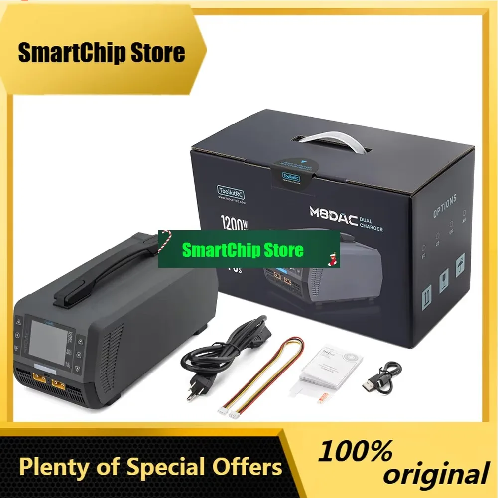 SmCpToolkitRC M8DAC Intelligent Charger 2-channel 1-8S AC 1200W 50A 30A Lithium Battery Remote Control Drone FPV Model Car 1/5