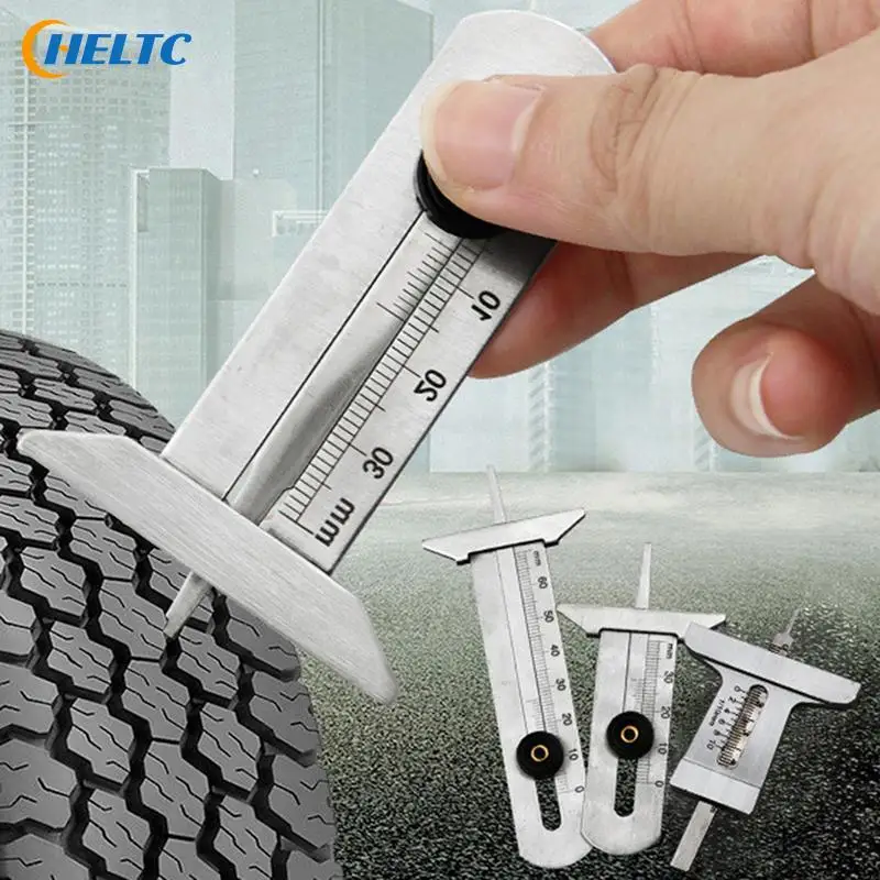 Stainless Steel Car Tyre Tire Tread Depth Gauge Meter Ruler Caliper Measuring Tool For Moto 0-30mm 0-50mm 0-60mm Car Tyre Gauge