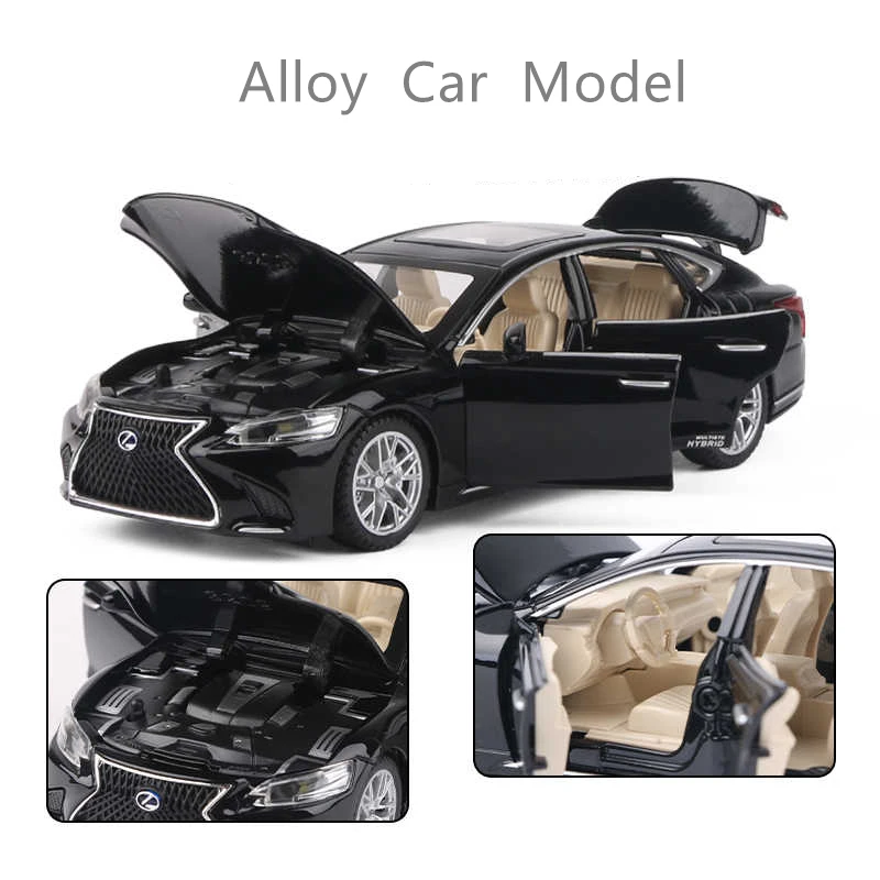 LEXUS-modelo de coche de aleación LS500H, escala 1:32, vehículo de juguete y troquelado, modelo de coche de Metal de alta simulación, luz de sonido, colección de juguetes para niños, regalo