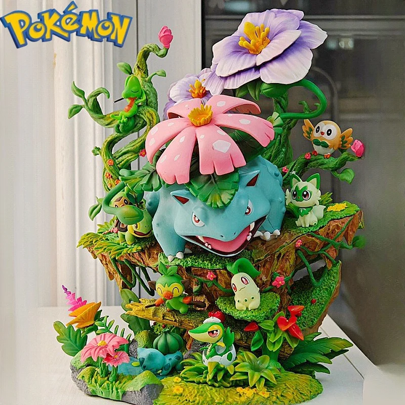 New Pokemon Anime Figure Forest Wonderful Frog Flower Gk Pokemon Large Hand Model Animation Around Birthday Gifts Ornaments