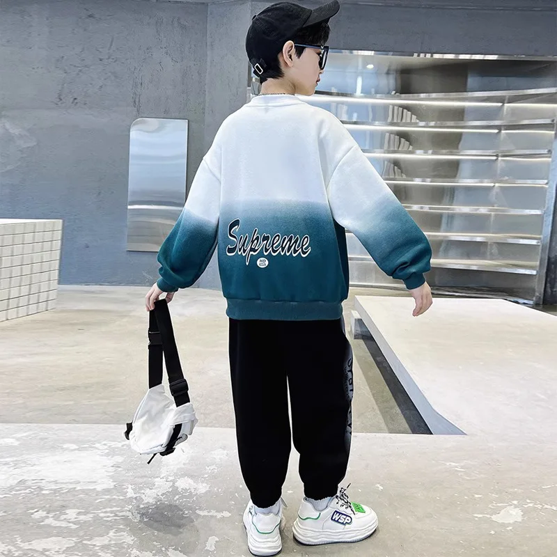 2026 New Spring And Autumn Long-sleeved Sweatshirt And Long Pants Set for Boys Aged 4 To 14 Makes Them Look Sporty And Stylish