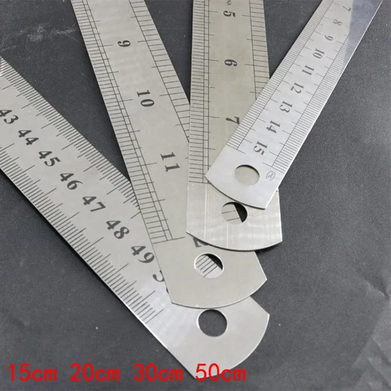 MeaccelerRuler-Règle double face en acier inoxydable, règle droite en métal, règle de précision, 15 cm, 20 cm, 30 cm, 50cm, 6 po, 8 po, 12/15 po