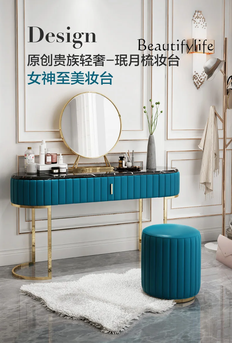 الفاخرة الحديثة تسريحات الشمال غرفة نوم Penteadeira منضدة الزينة LED مرآة خزانة ماكياج غرفة نوم تخزين الغرور الأثاث