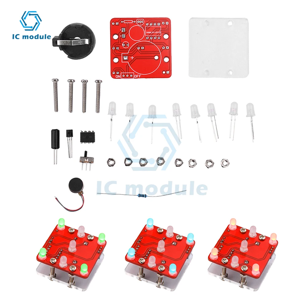 Diy Wobbling Led Dice Kit with Small Vibrating Motor Fun Electronic Soldering Practice Board Kit