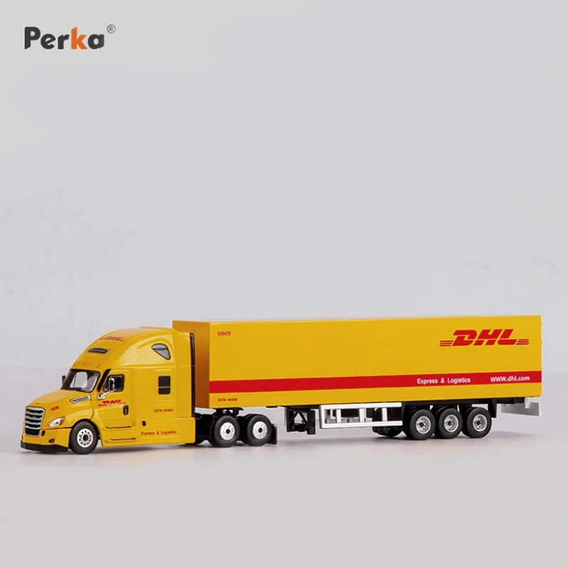 Perka 1:64 شاحنة حاوية الشحن نموذج النمط الأمريكي شاحنة شحن اللوجستية DHL FedEx سبيكة نموذج سيارة هدية لعبة #2