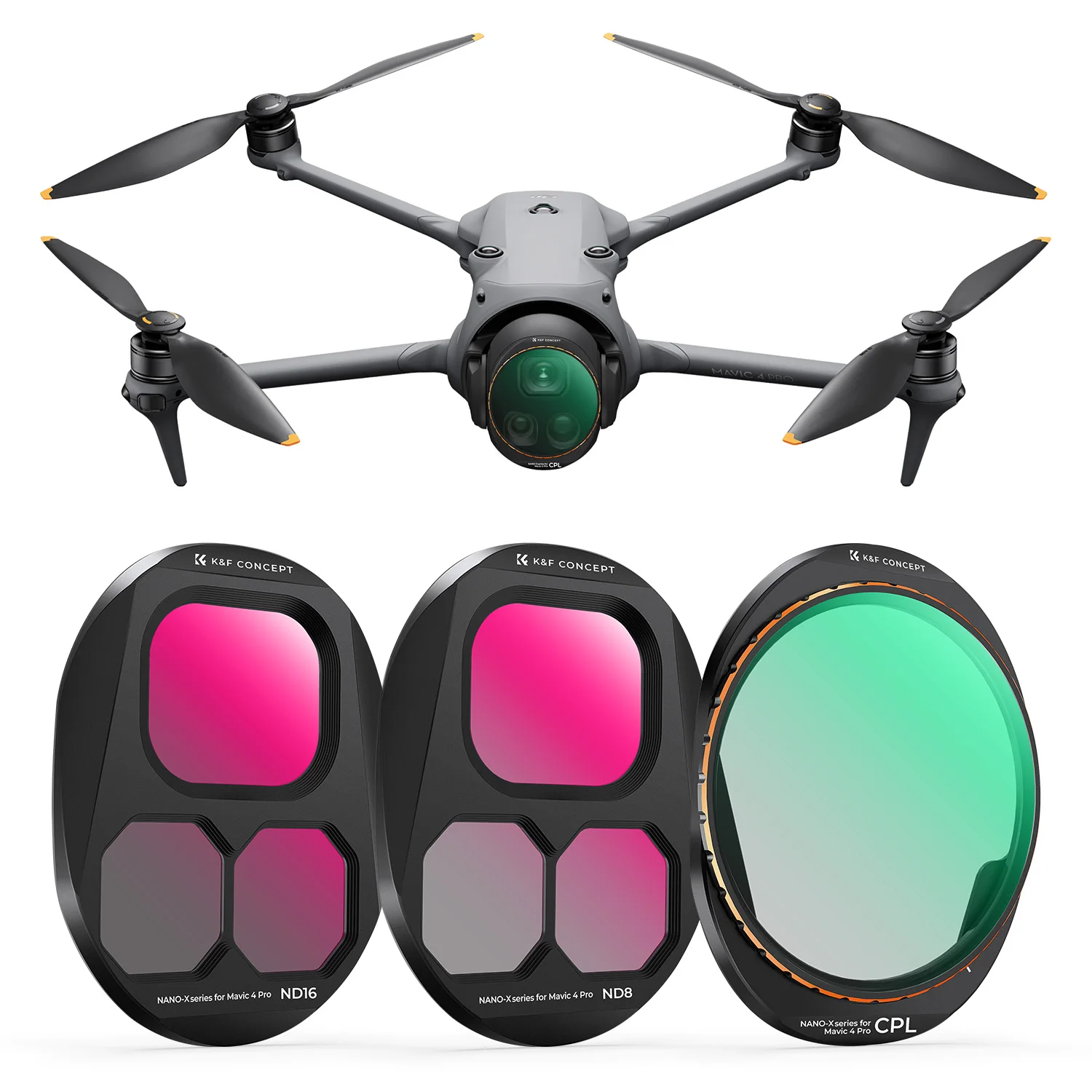

K&F CONCEPT Upgrade 3 Pack ND CPL Filters Kit with CPL ND8 ND16 Multi Coated HD Optical Glass Filter for DJI Mavic 4 Pro Drone