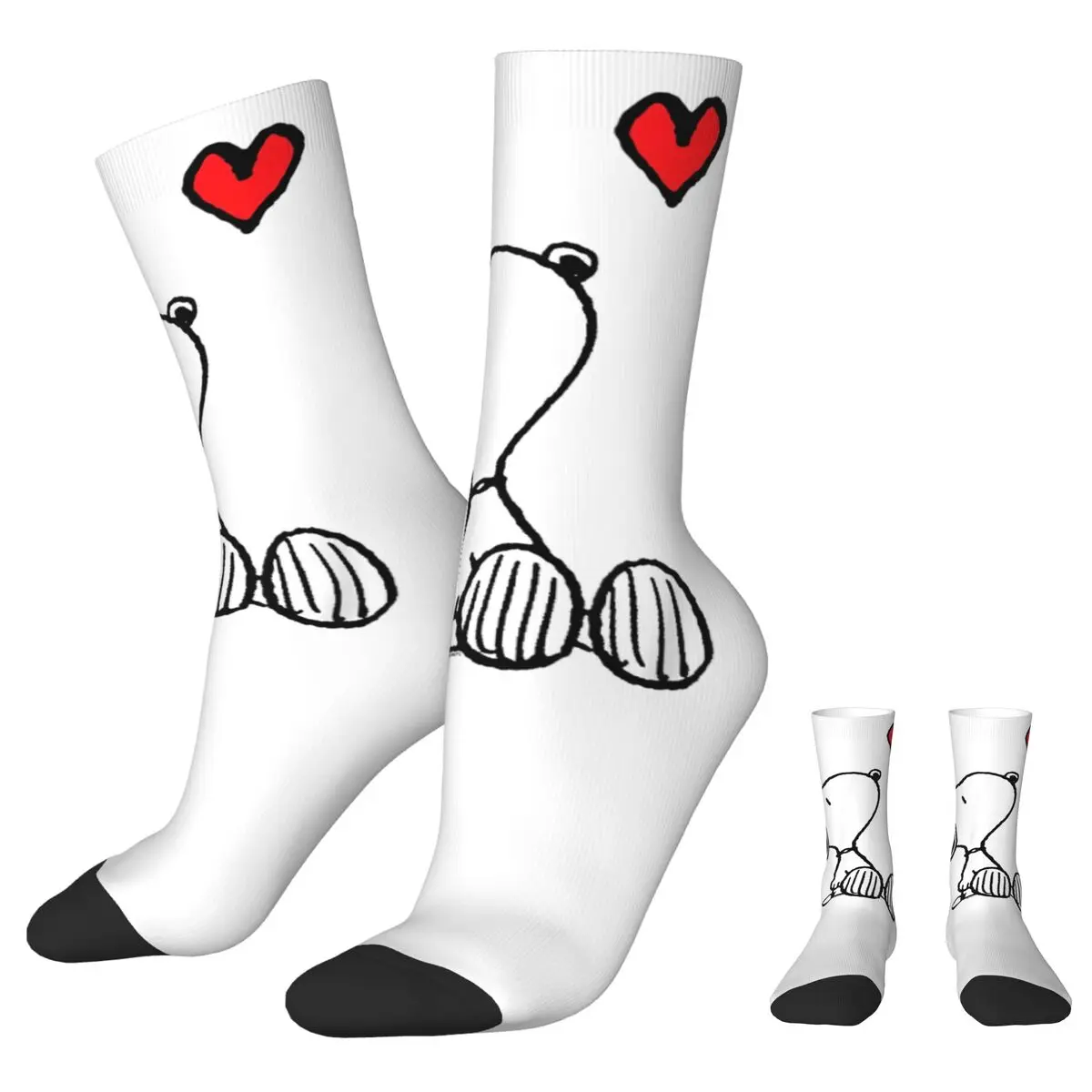 Peanuts Heart Sitting Snoopy Sock Fun Male Men Socks Polyester Skateboard Women's Stockings Spring Summer Autumn Winter