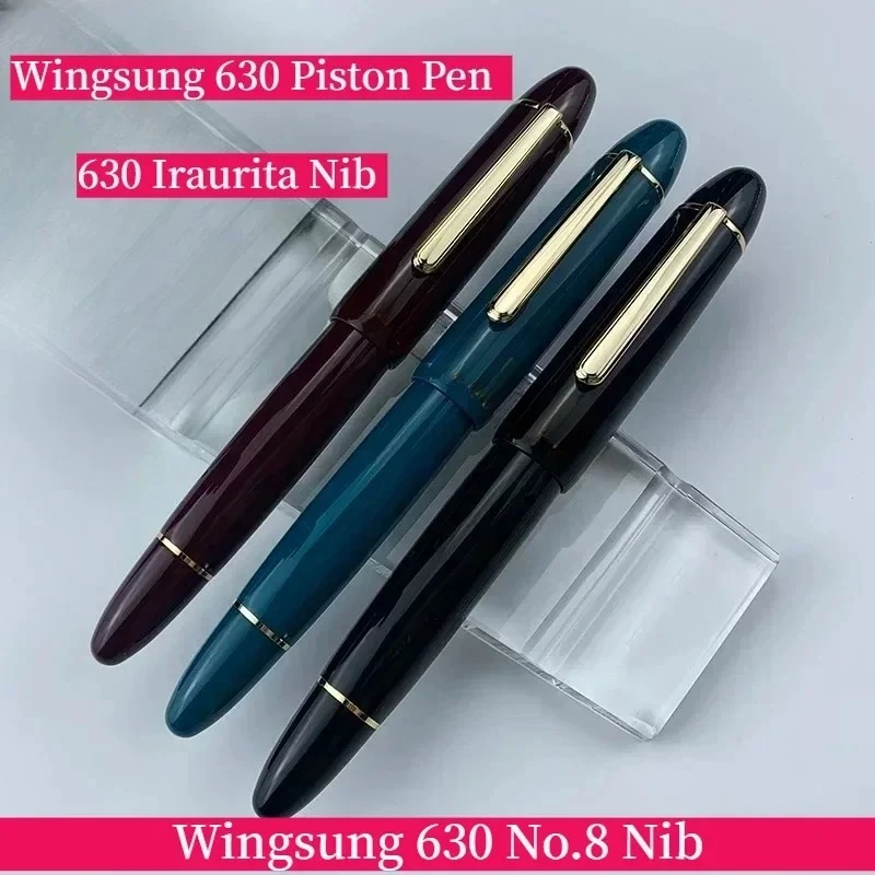 New Wing Sung 630 Brief Fountain Pen Iraurita Nib 0.5~0.7mm Nib Piston Resin Gold Clip Pen Stationery Business Gifts Writing Gif
