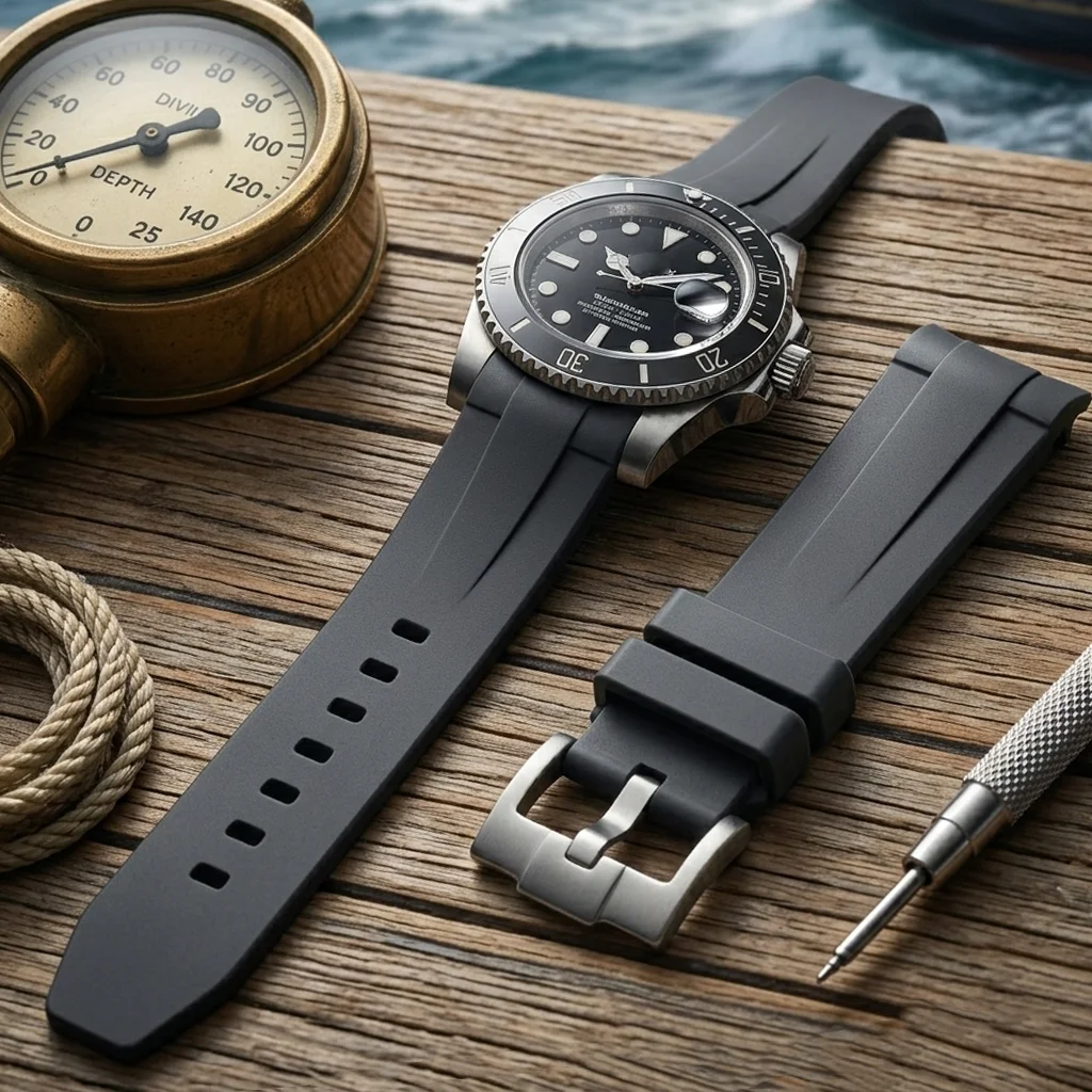 Rubber Watch Strap 20mm Curved - Rubber Strap Diver 评论和价格