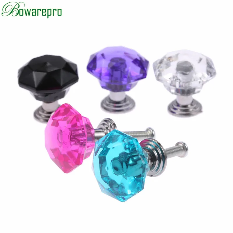 24mm Elegant Crystal Cabinet Door Knob Drawer Cupboard Wardrobe Pull Handle Transparent Furniture Mini Knobs and Handles
