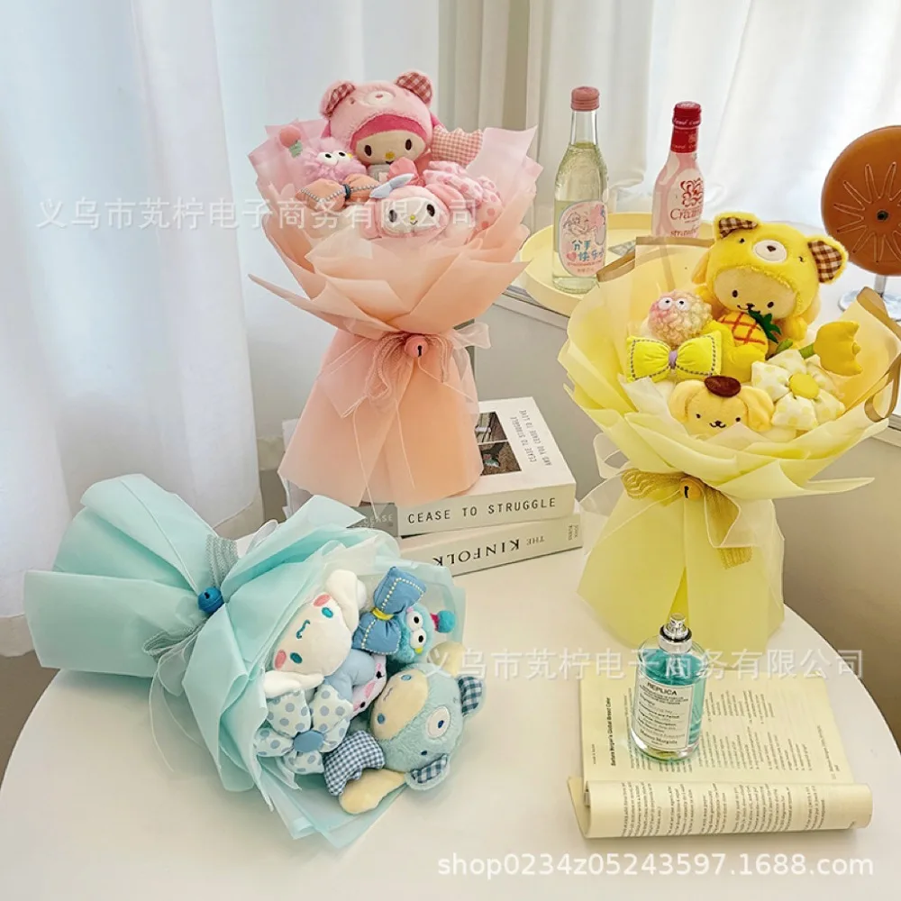 Kulomi Finished Sanrio Jade Guigou Doll Flower Bundle Cartoon Doll Flower Bundle Birthday Graduation Valentine Day Gift Qixi Day