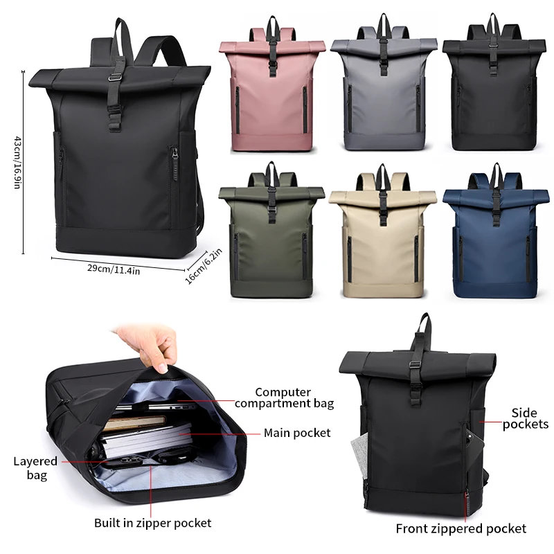 

New Shoulder Bag Men's Senior Sense of Business Computer Outdoor Leisure Rolled Edge Travel Backpack Fashion Commuting