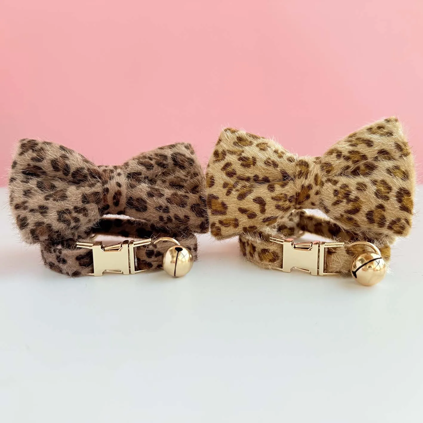 Personalized Leopard Print Cat Collar With Bell Adjustable Kitten_voghion.com