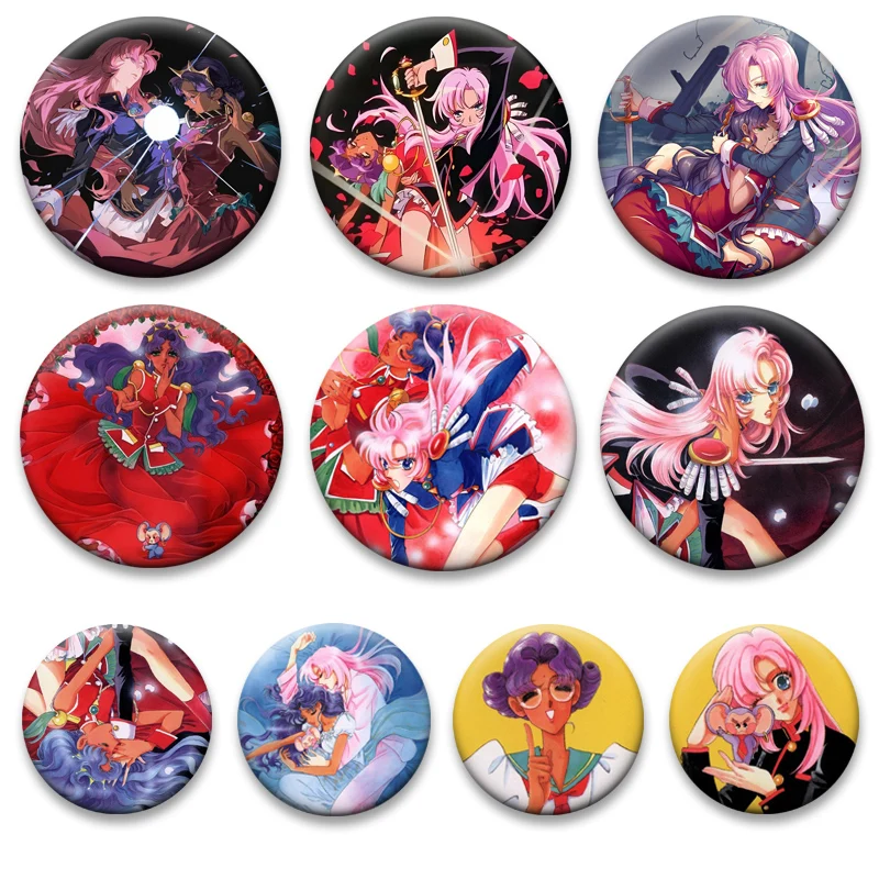 

Anime Revolutionary Girl Utena Brooch Himemiya Anthy,Tenjo Utena Pin Fashion Jewelry Accessorie Cartoon Badge for Bag Decor Gift