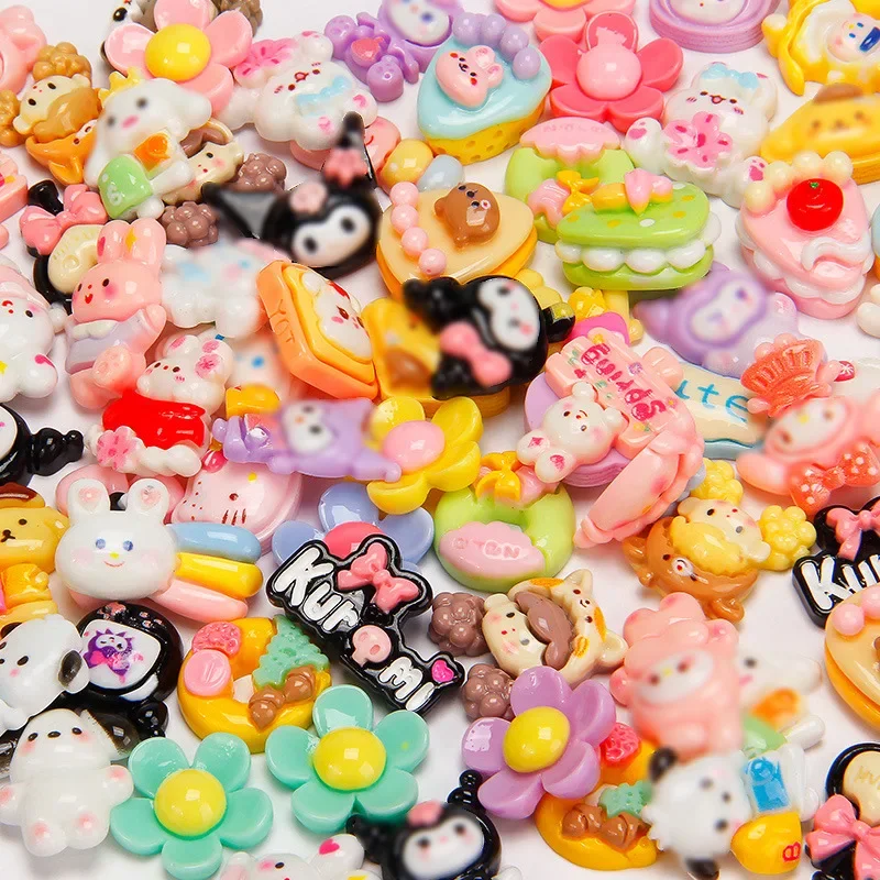 Cartoon Bright Resin Mixed Wholesale Jewelry Accessories Cream Gel Hair Clip Handmade DIY Cartoon Sanrio Kuromi Hello Kitty