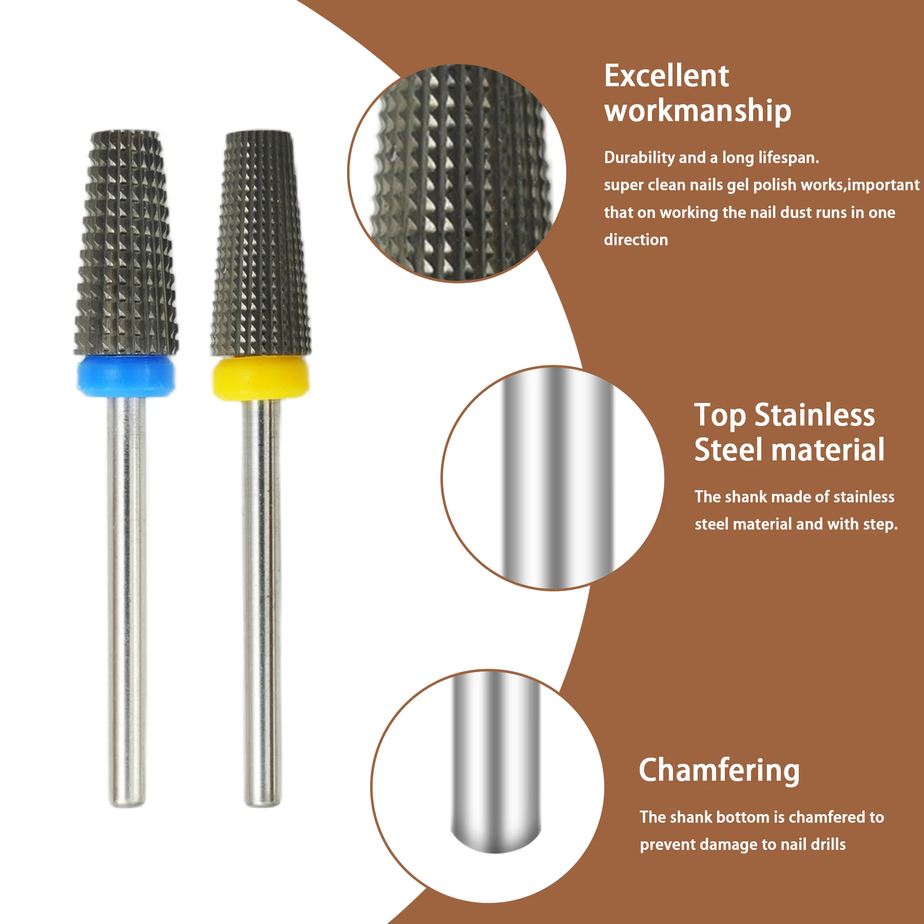 1個入り 5 in 1 超硬タングステンネイルドリルビット 3/32インチシャンク マニキュアネイルアートドリル ジェル除去 研磨 DIYツール