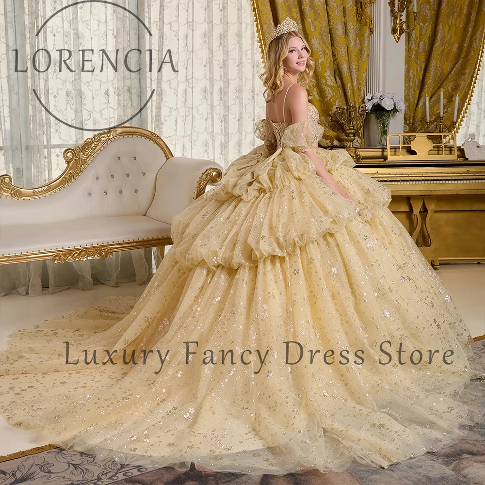 

Sparkly Ball Gowns for Sweet 16 Birthday Party Spaghetti Strap Tulle Pleats Quinceanera Dresses Customized vestidos de 15 rosa