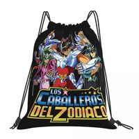 Knights Of The Zodiac Saint Seiya Backpacks Drawstring Bags Drawstring Bundle Pocket Storage Bag Book Bags For Travel School