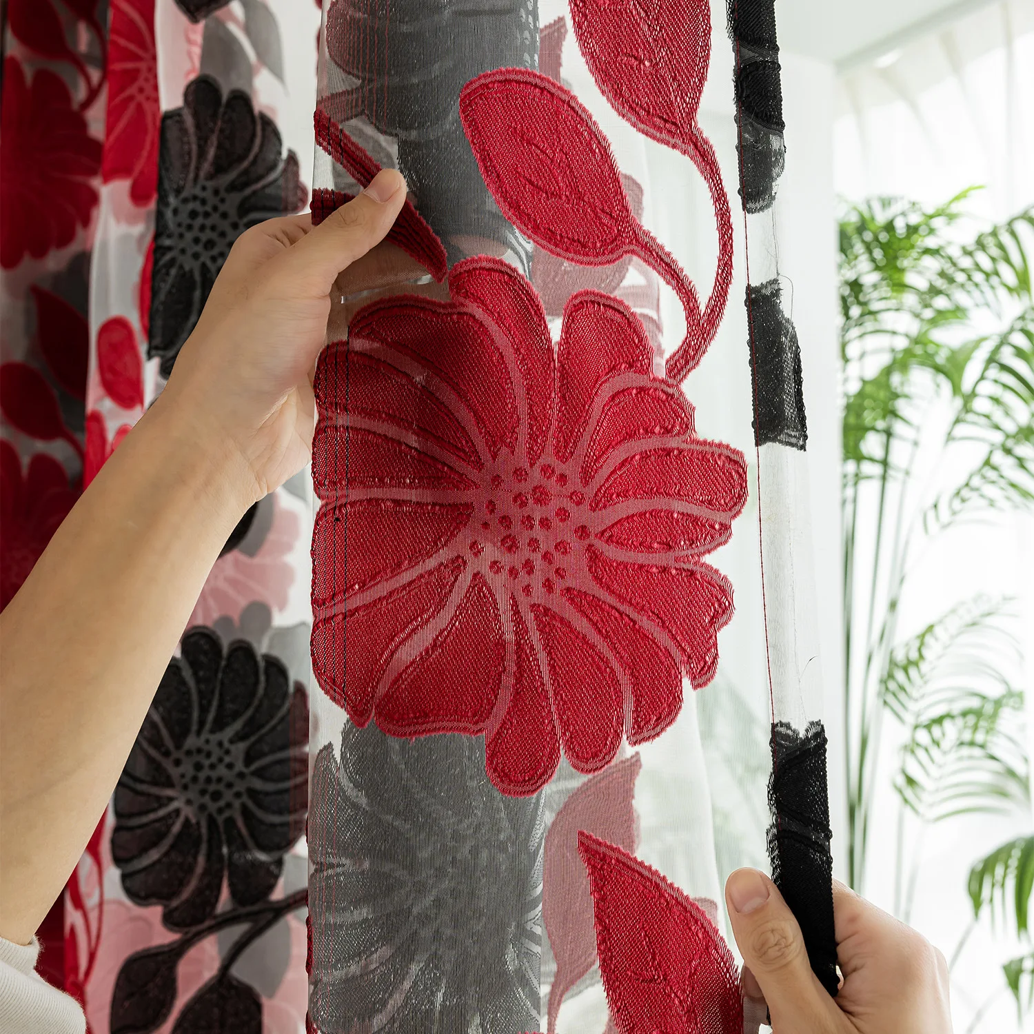 Translucent American Pastoral Flowers Customized  Luxury Custom Size Fashion Curtains for Living Dining Room Bedroom Sheer