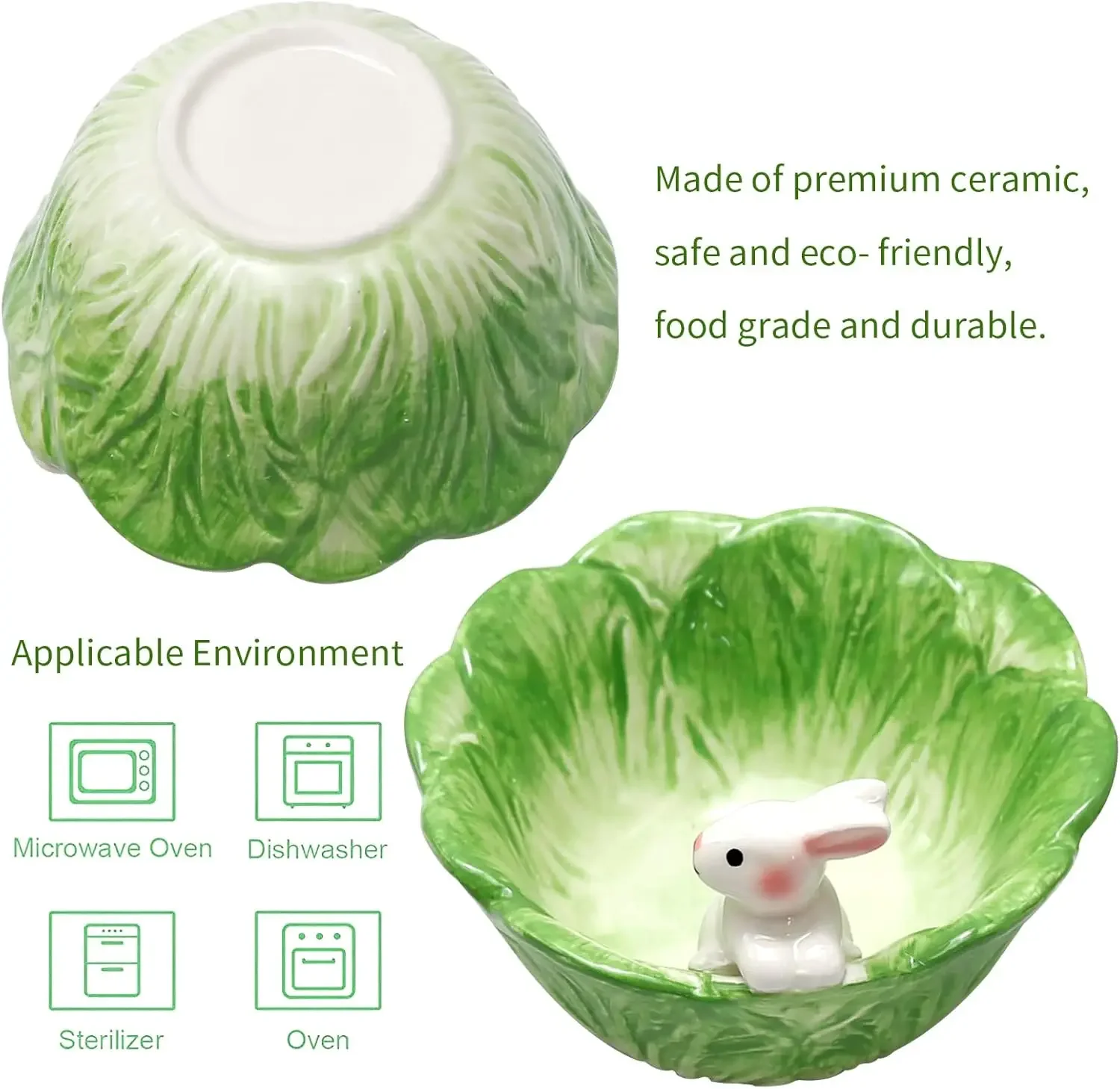 Easter Candy Dishes Easter Bunny Bowl Salad Bowl With Cabbage Rabbit Shaped Kawaii Candy Bowls for Kids Microwave Available