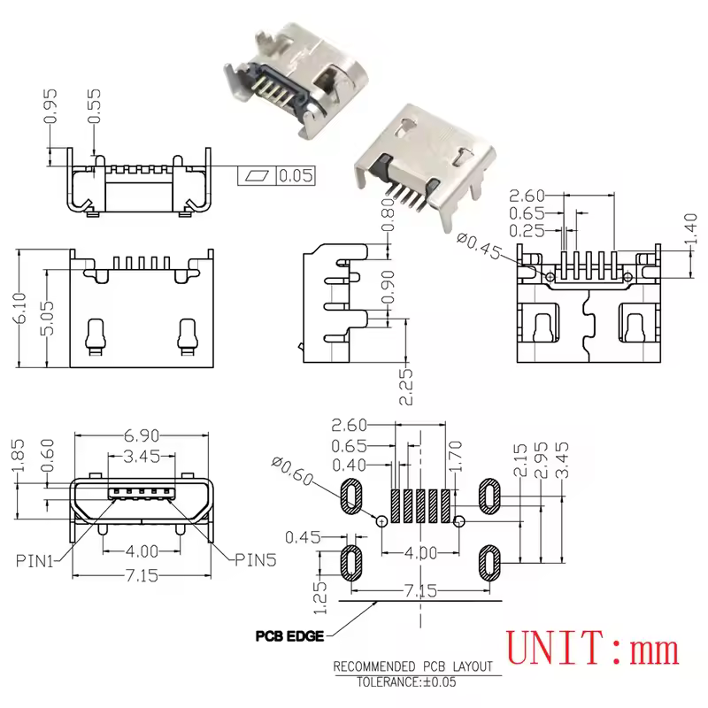 10PCS Micro USB 2P 5P Jack Charging Port Plug Dock Charger DIP SMD For Phone Tabletels Speakers etc Port Socket Power Connector - Image 24