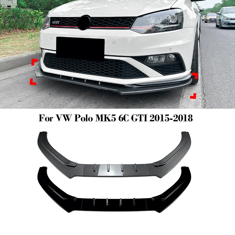ABS передний бампер, спойлер для VW Polo MK5 6C GTI 2015-2018, диффузор, сплиттер, спойлер, защита, автозапчасти, аксессуары