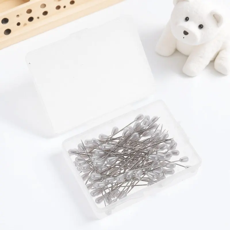 

100Pcs Pearl Decorative Sewing Pins Bright Color Head Straight Pins for Wedding Craft DIY Embroidery Projects Sewing Pin