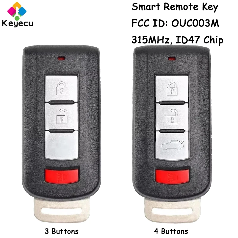 KEYECU Smart Remote Control Key With 3 4 Buttons 315MHz ID47 Chip for Mitsubishi Mirage 2013-2020 Fob OUC003M 8637B153 8637B424