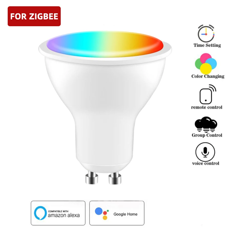 

To B ZigBee Smart LED Light Bulb RGB+CCT 100-240V Dimmable Spotlight Lamp Voice Control Support Alexa Google Home Yandex