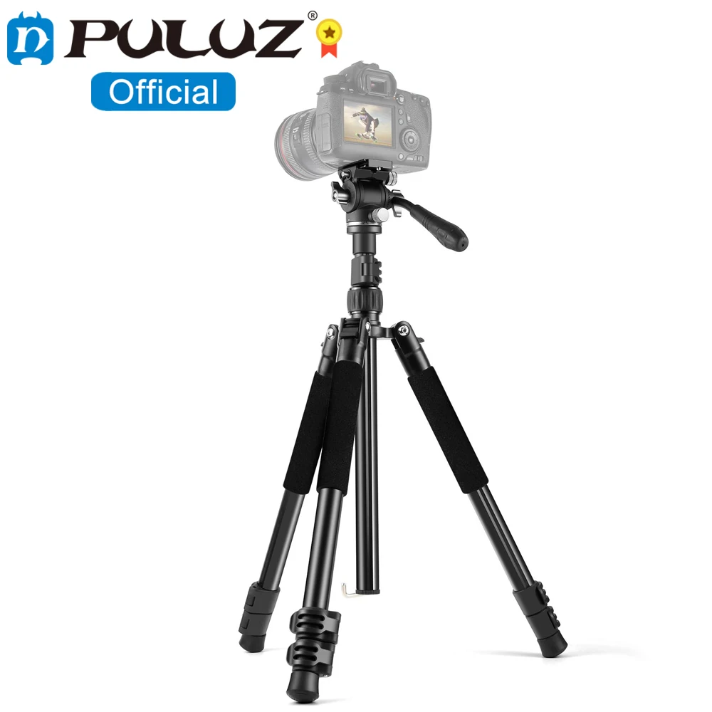 PULUZ 1.6m Reverse-Folding Professional Video Tripod with Fluid Drag Head for Canon Nikon Sony DSLR Cameras Tripod