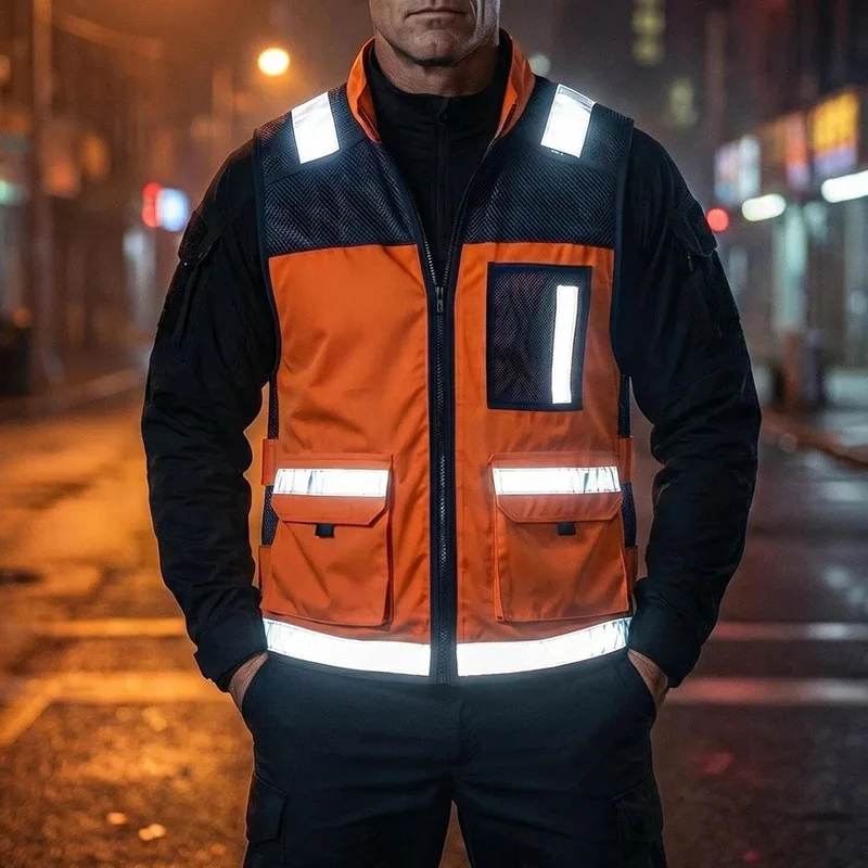 AYGHK Leadership Reflective Vest Vest Safety Suit Cycling Driving Traffic Construction Site Fluorescent Vest Clip image 6