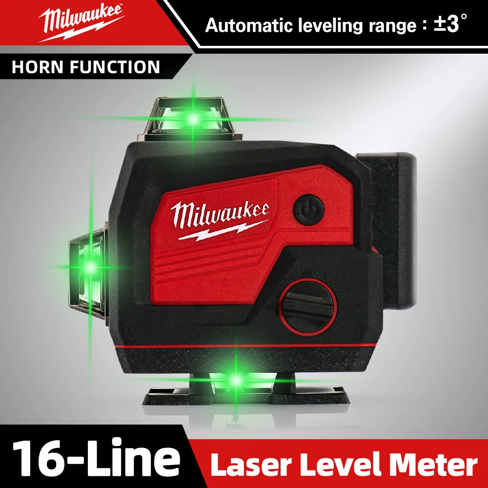 Milwaukee 16 Lines 4D Green Light 360° Self-Leveling Laser Levels Horizontal And Vertical Cross Line with Bluetooth speaker Tool