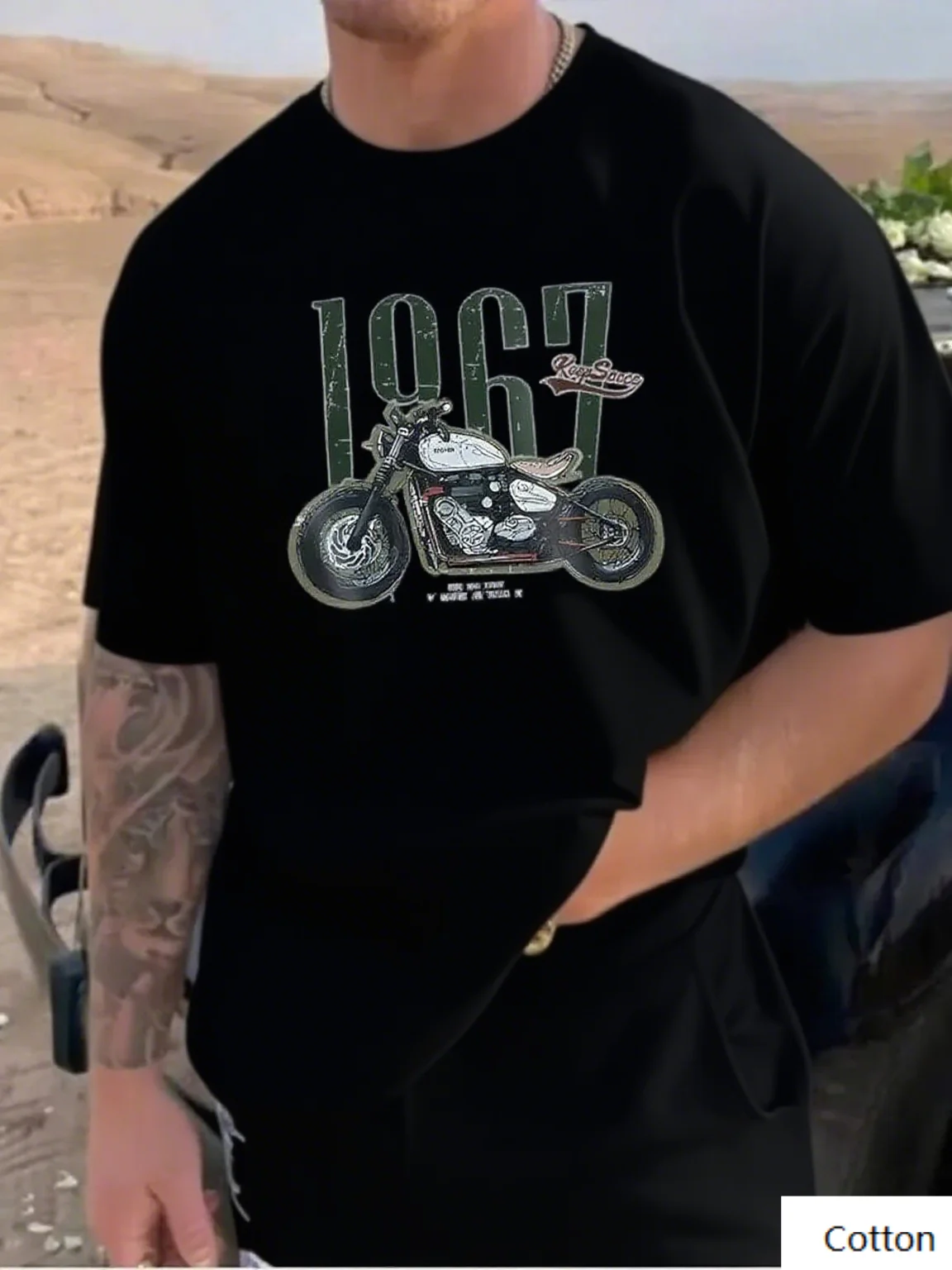 

1967 Motorcycle Graphic Cotton T Shirt By RoadSpirit Trendy Printed Brand Pure Cotton T-shirt Short Sleeve Unisex Round Neck