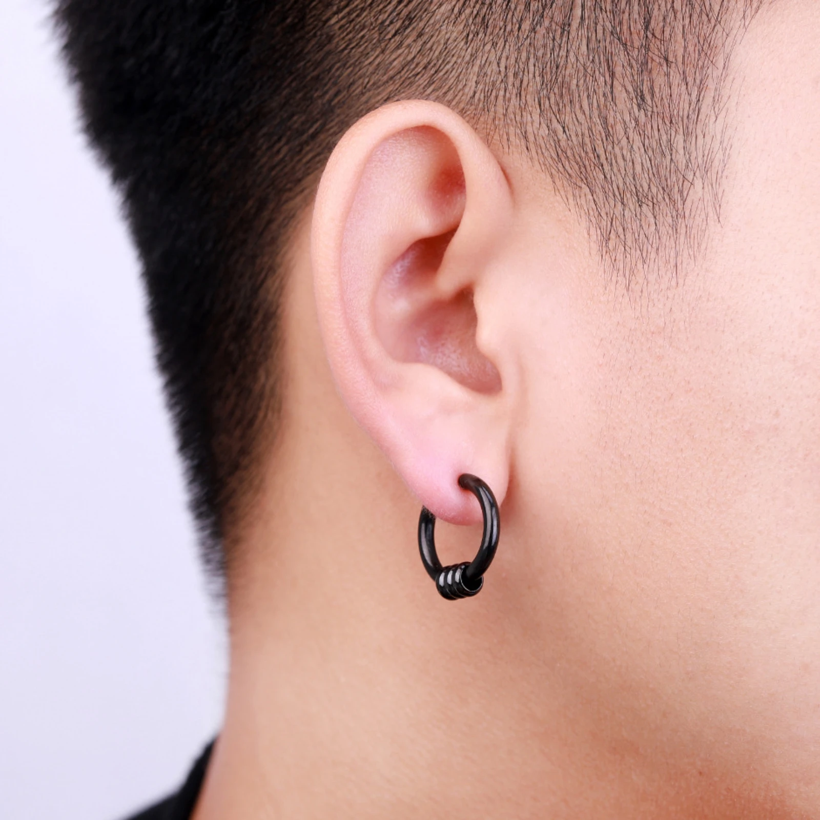 1 زوج بيان القوطي الأسود الذكور المرأة الفولاذ المقاوم للصدأ ثقب الصلبان سلسلة هوب أقراط غير عادية مجوهرات بسيطة هدية العصرية #5