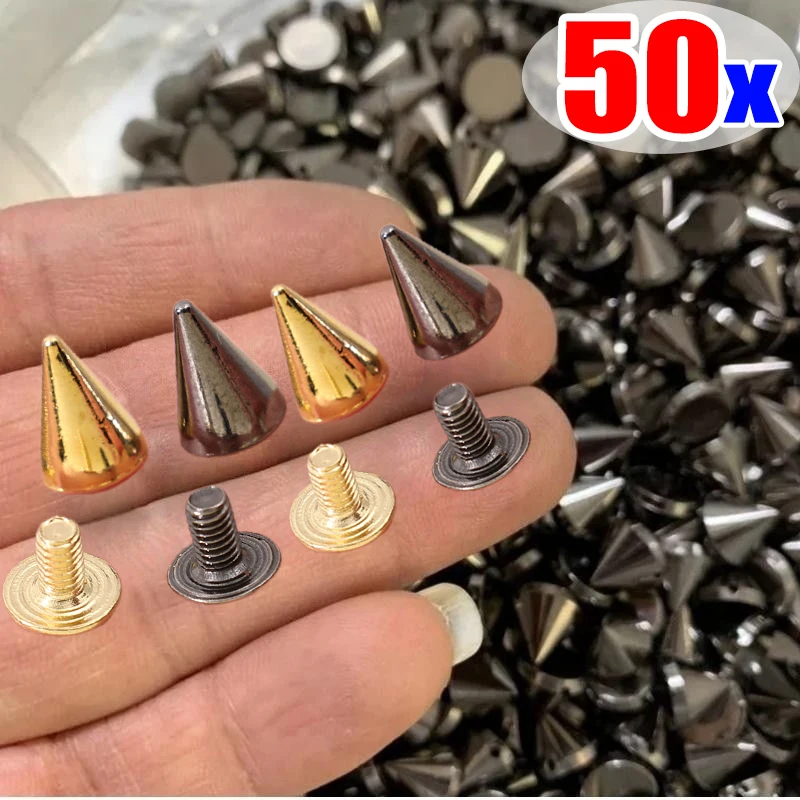 10-50 szt. Metalowe Nity do Naszyjników Bransoletek DIY Skórzane Rękodzieło Punk Odzież Zdejmowane Stożkowe Ćwieki Ubrania Buty Torba Akcesoria