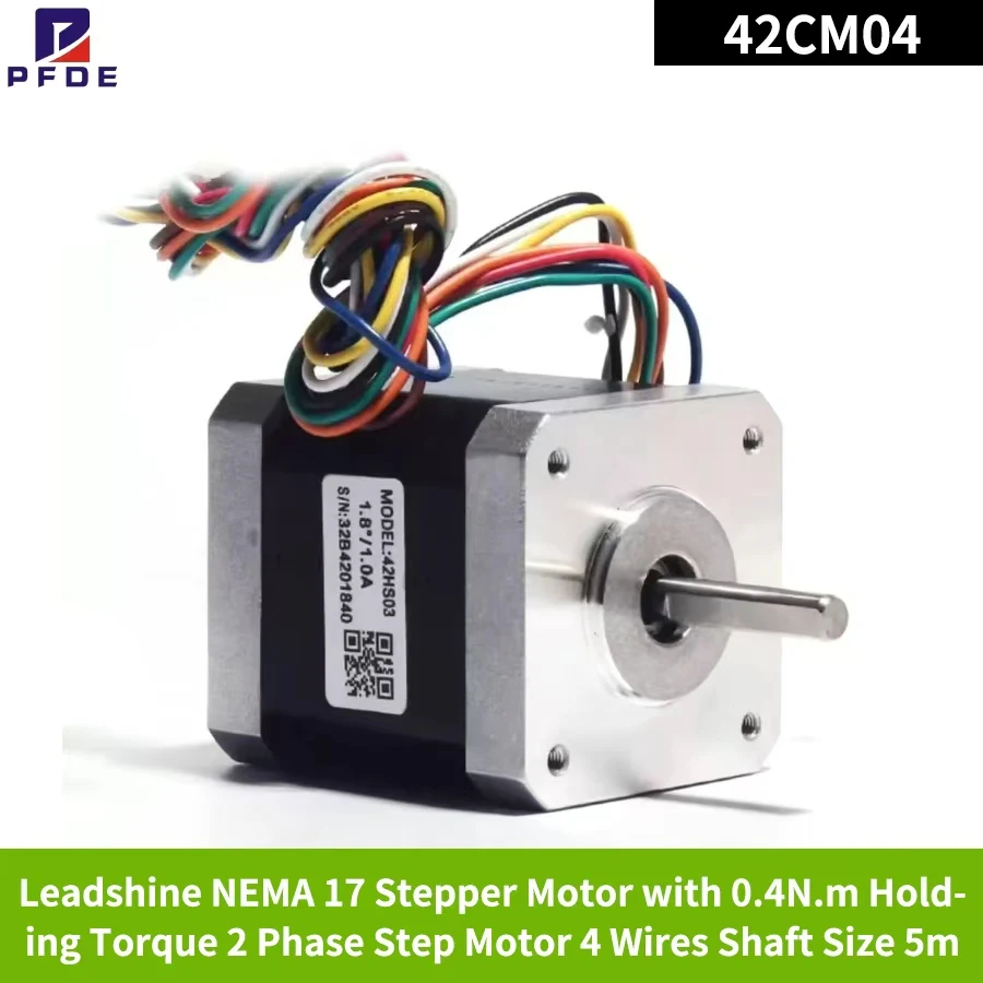 42CM04  Leadshine NEMA 17 Stepper Motor with 0.4N.m Holding Torque 2 Phase Step Motor 4 Wires Shaft Size 5m
